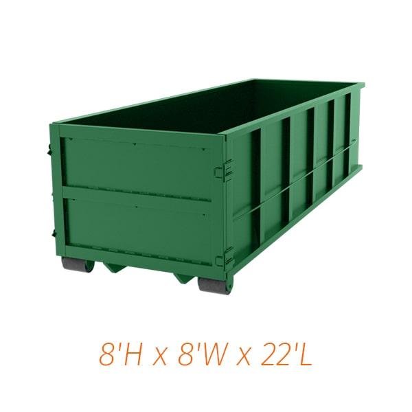 our forty yard dumpsters have a weight limit of 8-10 tons, depending on the service provider